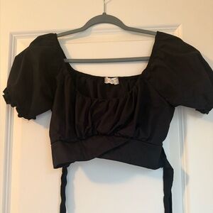 Black Altar'd State tie back cropped top